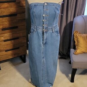 Sincerely Jules Blue Denim Strapless Dress